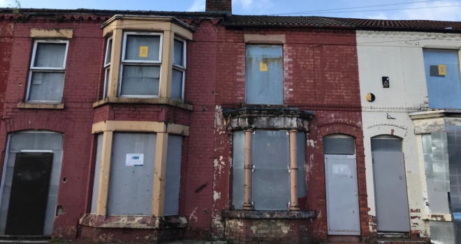 Abandoned terraced housing awaiting renovation