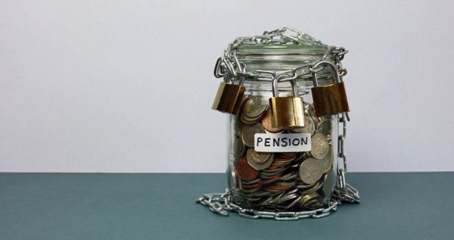 jar of money protected by chain and lock